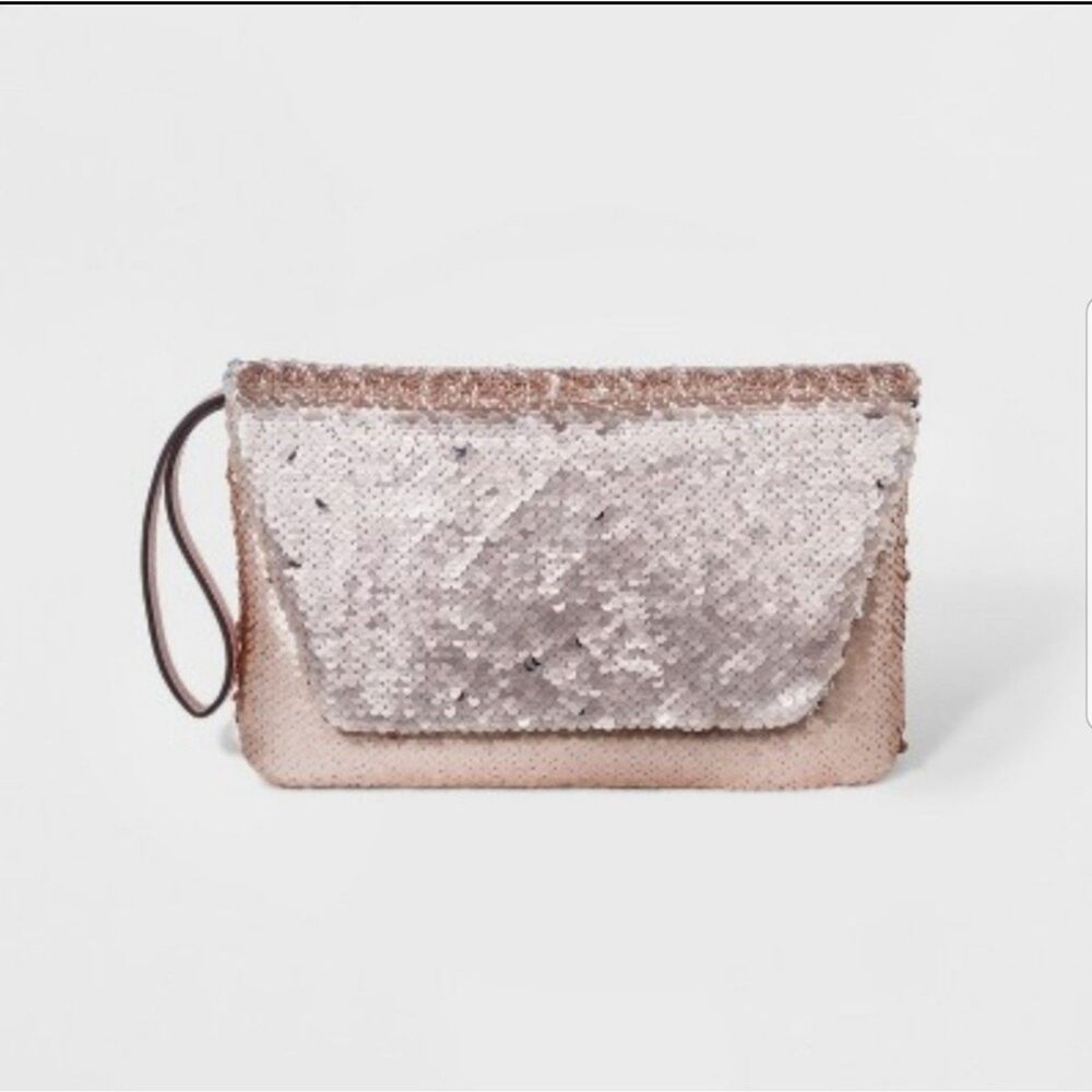 Two-Way Sequin Flap Clutch - A New Day™ Rose/Silve